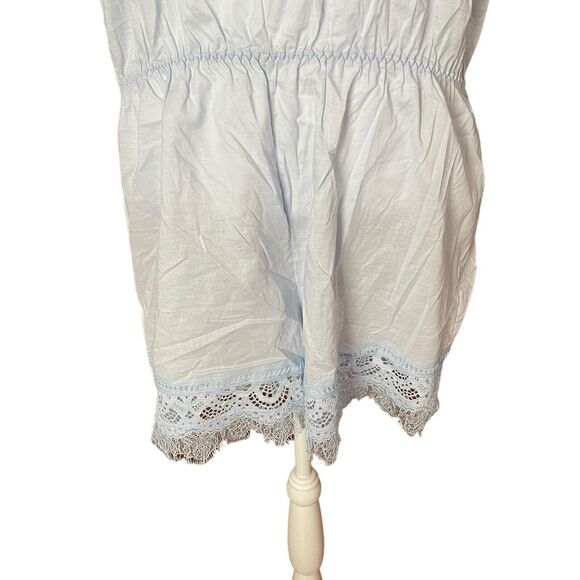 TOPSHOP US 12 Romper Lounge Lace Trim Vneck Blue NWT One Piece Thin - Picture 9 of 13